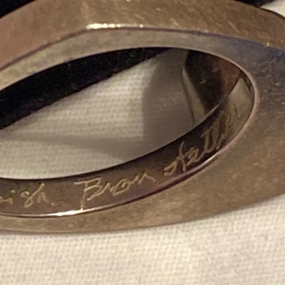 Artist Signed Silver Ring with Stone on Side Size 7.5